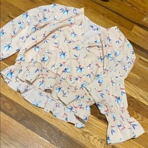 Beautiful floral light beige top medium boho festival crop